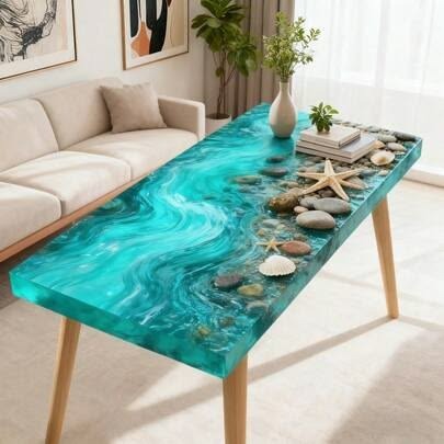 Ocean Theme Resin Table